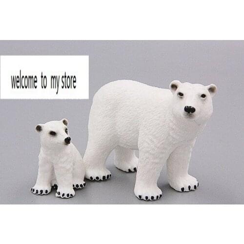 Pvc figure polar bear mother and son animals models toys children birthday gift toys holiday gift ornaments 2pcs/set