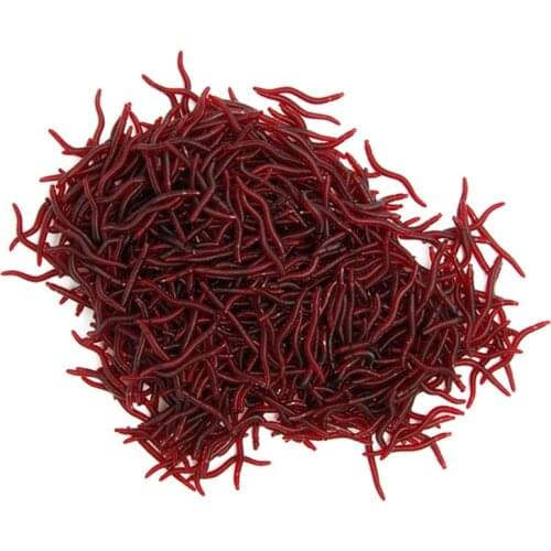 20pcs Lifelike Red Worm Soft Lure 35mm Earthworm Fishing Silicone Artificial Bait Fishy Smell Shrimp Additive Bass Carp