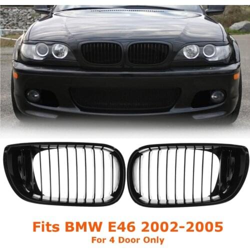 2Pcs Car Gloss Black Car Front Kidney Racing Grille Grill For BMW E46 LCI 4D 325i Facelift 2002 2003 2004 2005