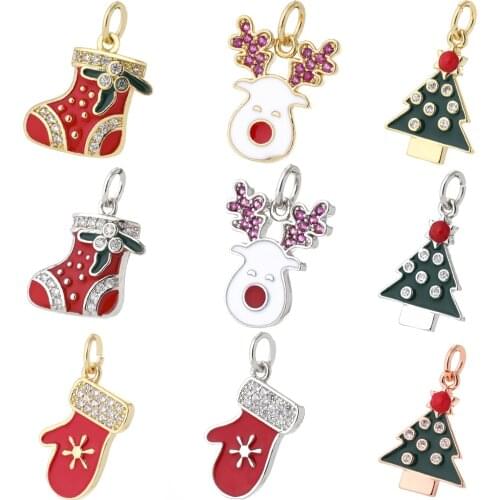 Chrismas Tree Stocking Deer Festival Diy Pendant Necklace Charms Cute Earrings Designer Charms Jewelry Making Gold Resin Dangle