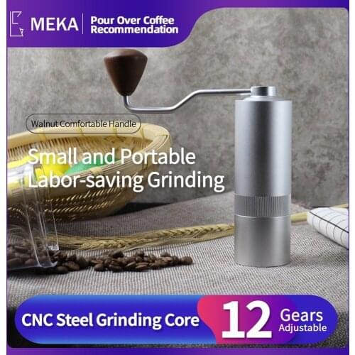 Silver Manual Coffee Grinder Stainless Steel Hand Manual Handmade Coffee Bean Burr Grinders Mill Home Kitchen Tool Grinders