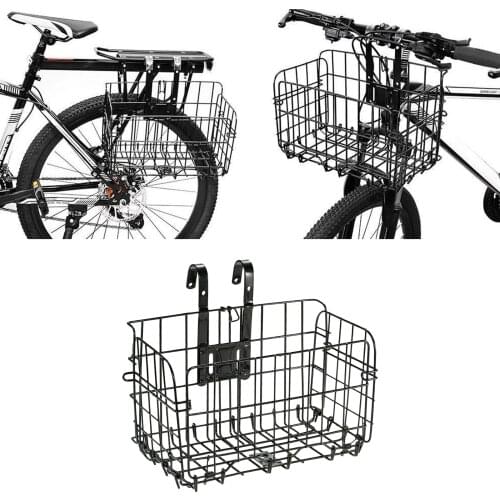 Foldable Bicycle Basket Steel Wire Handlebar Basket Front Rear Rack Basket