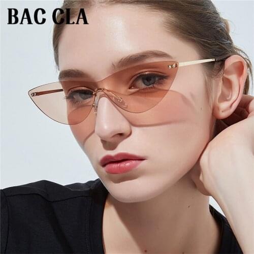 BAC CLA Retro Cat Eye Sunglasses Ladies Sexy Rimless Cat Eye Sunglasses Brand Designer Color Glasses Female Oculos De Sol