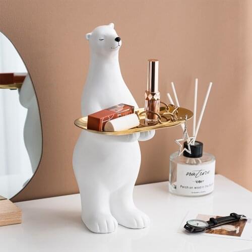 Modern Art Creative Bear Sculpture Storage INS Style Nordic Home Key Snack Table Living Room Decor Sculpture