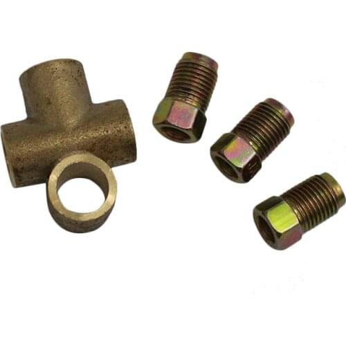 3 Way T Piece Brake M10 Tee 3/16" Pipe 10mm with 3 Male Nuts Short Union Metric