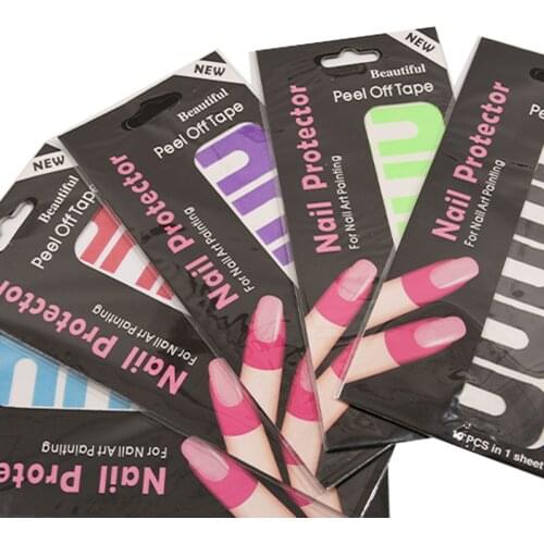 10pcs in 1 Sheet U-shape Spill-proof Anti-overflow Nail Polish Paint Varnish Peel Off Tape Finger Cover Nail Protector Stickers