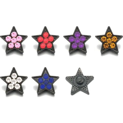 Crystal Five-pointed star 010 Snap Jewelry Rhinestone Metal Snap Buttons Fit 12mm Snap bracelets Earrings necklace For women