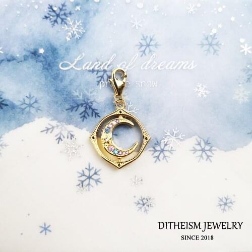 Rotatable Moon Star Charm Pendant 925 Sterling Silver Gold Color Fit Bracelets 2021 New Fine Women Jewelry Trenday Magic Gift