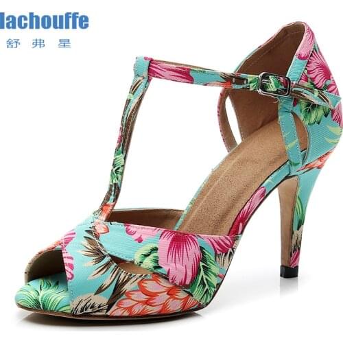 Women Argentine Tango Satin Dance Shoes Woman Genuine Leather Sole High Heel Sandals Gilr Samba Latino salsa-dance-shoes EU35-42