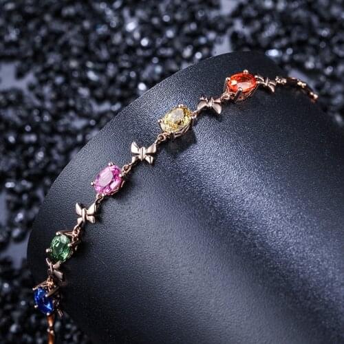 2020 New Charm Random Color Zircon Trendy Rose Gold Bracelet For Women Female Party Jewelry Birthstone Gifts