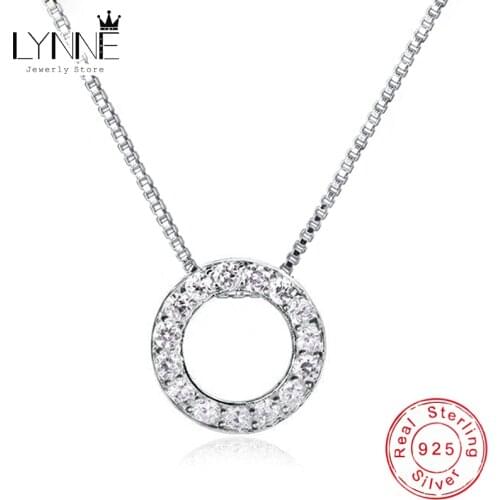 Newest Fashion Elegant Rhinestone Necklaces & Round Pendants Neckalce 925 Sterling Silver Choker Necklace For Women Jewelry Gift