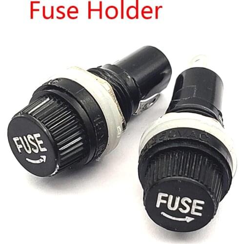 10Pcs/Set Durable Fuse Mount Holders Panel Mount Screw Cap Fuse Holder Case for Glass Tube Fuses 5x20mm 6x30mm