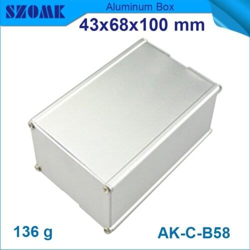 10pcs/lot aluminum enclosures 43x68x100 mm silvery protect boxes aluminum electronic cases for pcb size 37x62.8mm