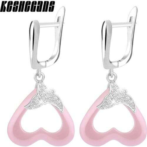 2017 Top Quality Fashion Ceramic Earring Lead & Nickel Free Pink Color Earrings For Women Ceramic Jewelry Lover Gift