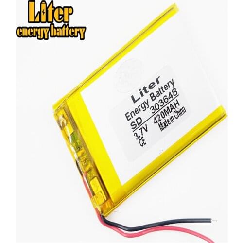 3.7V,420mAH,303648 polymer lithium Li-ion battery for 303648 GPS,mp3,mp4,mp5,dvd,bluetooth,model toy Lithium polymer battery