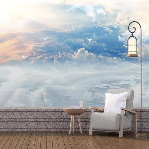 Custom 3D Wallpaper Modern Blue Sky And White Clouds Photo Wall Murals Living Room TV Sofa Bedroom Background Wall Painting 3 D