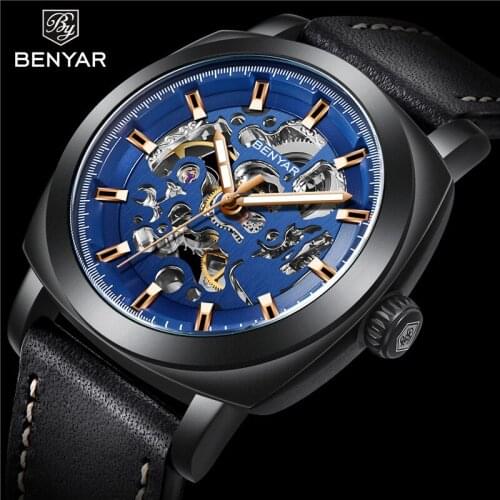 Benyar Skeleton Man Wristwatch Automatic Mechanical Hollow Male Clock Top Brand Luxury Sport Military Business Men Watch 5121