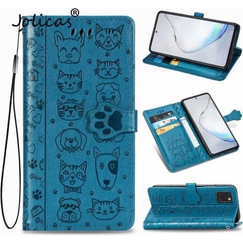 Lovely Dog PU Leather Flip Case For telefoon Samsung M40S Capa Samsung capinha M30S M80S M60S Note 10 Lite S10 Smart Phone Cases