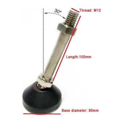 D80 M12 150mm Nylon universal adjustable foot pad Movable supporting leg Machine tool adjusting pin articula swivel feet cup
