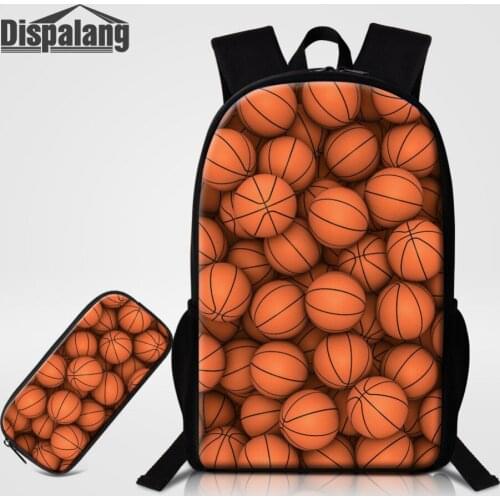 Dispalang Backpacks with Pencil Case 2 PCS/Set Foot Ball Print School Bag For College Student Kids Travel Shoulder Bag Knapsack