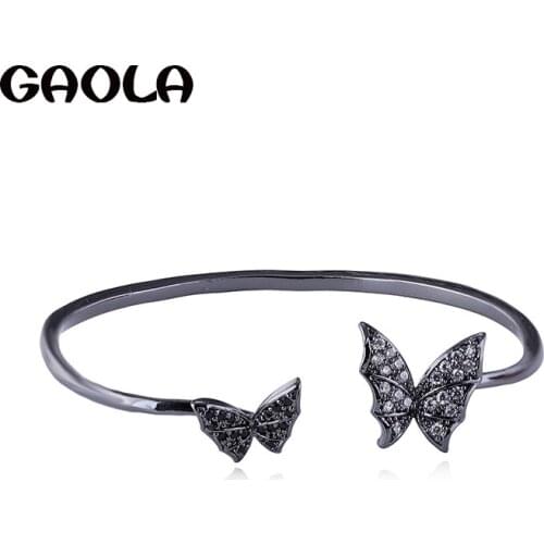 GAOLA Lovely Butterfly Big AAA Square CZ Crystal Open Bracelets & Bangles for Party Gift GLS0715