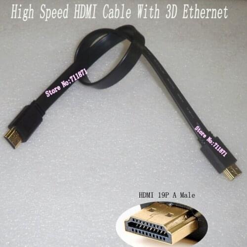 50cm Short A Male HDMI Cable Black Soft Flat 1.4 Version 3D Ethernet HDMI Line Home Theater projector DVD HDTV HDMI Wire