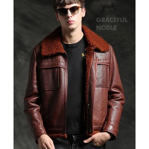 Quality Brown Sheepskin Fur Shearling Coat Men Sheepskin Coat Real Natural Winter Warm Jackets Thicken Genuine Leather Outwear