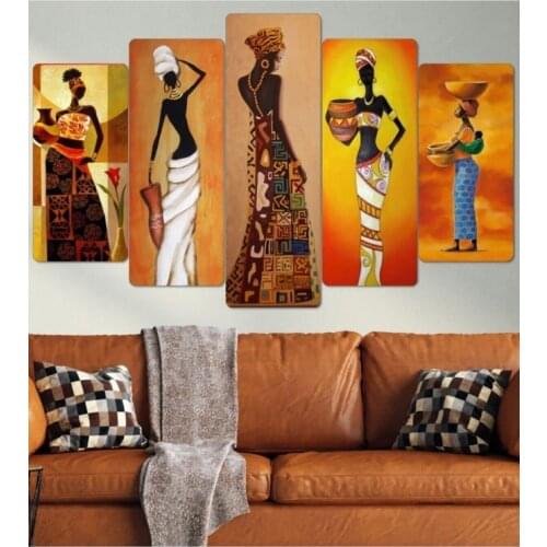 African Women Piece Wood Wall Table Set