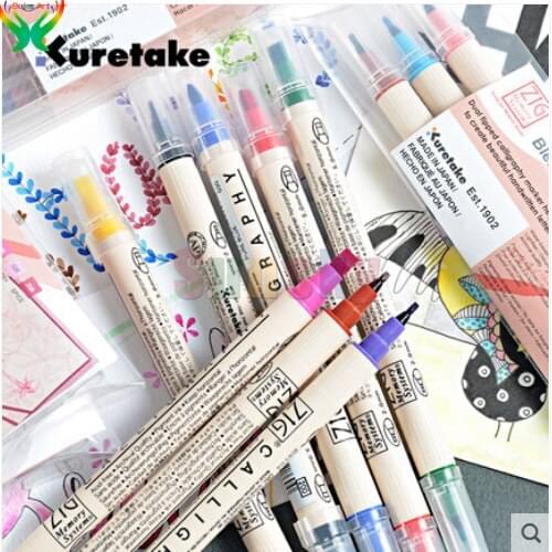 Kuretake 12/48 color WordArt double headed marker set ms-3400 Hand account illustration art animation marker set art supplies