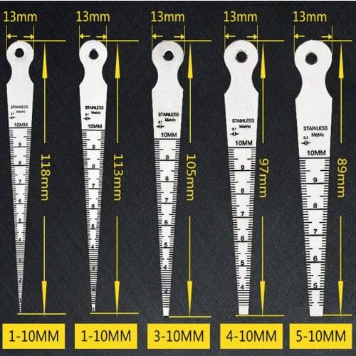 Stainless Steel Taper Feeler Gauge Clearance Hole Measuring Tool 1-10mm Wedge Plug Gauge Aperture Measuring Instrument