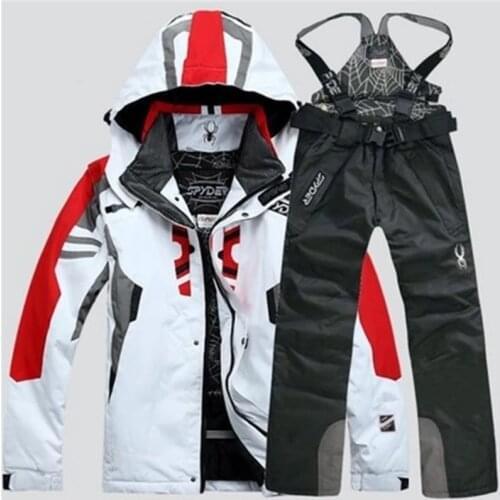 Ski Suit Mens Snowboarding Jacket + Ski Pants Winter Outdoor Thermal Ski Jacket and Ski Trousers Waterproof Windproof Parka