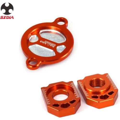 Motorcycle CNC Rear Block Chain Adjuster & Billet Engine Oil Filter Cover Cap For SX-F XC-F EXC-F XCF-W SX-F EXC-F XC-F 250 350