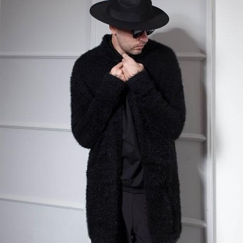 Mens Cardigan sweater casual casual casual casual casual style outside the institute style coat in thick wear in the long secti