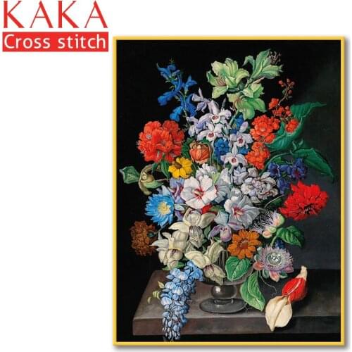 Cross stitch kits,Embroidery needlework sets with printed pattern,11CT-canvas for Home Decor Painting,Flowers Full NCKF313