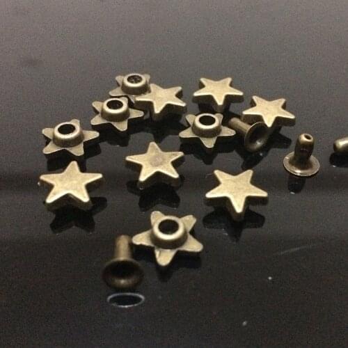 New Coming 50PCS 9MM Antique Brass Star StudS Rivet Punk Bronze Star Spike Bracelets Shoes Belt Bag Accessories Leather Craft