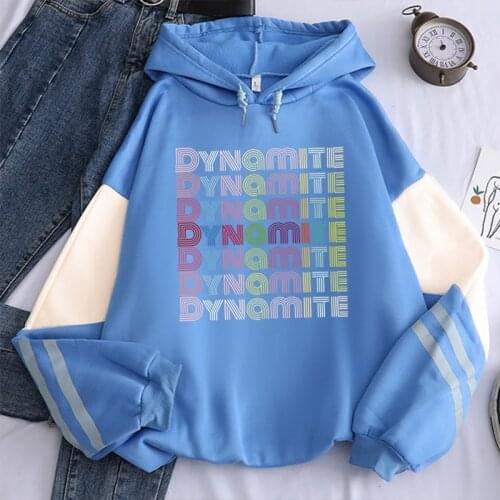 New dynamite Casual Vintage Pullovers Hoodies contrasting color hoodie kpop bangtan boys dynamite letter print contrast color ho