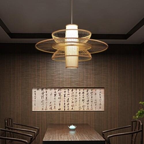New Chinese American restaurant Japanese bamboo Pendant Lights wood lantern art creative Pendant lamps ZL14 ya73