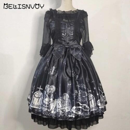 Lolita JSk Dress Tomb Prisoner Girl Gothic Dark Dress Vintage Victorian Princess Party Dress Sleeveless Daily Kawaii Dress