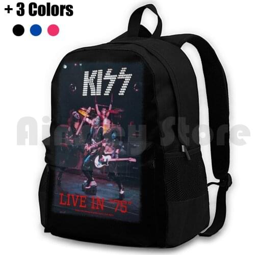 Kiss Live In “75” Outdoor Hiking Backpack Waterproof Camping Travel Kiss Kiss Fan Art Kiss Band Kiss Music Kiss Fanart Kiss The