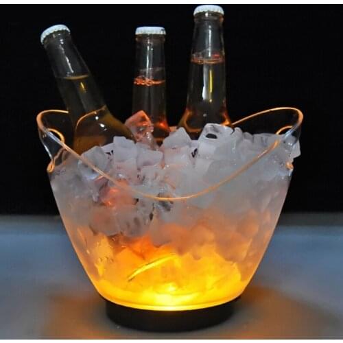 Transparent Colorful LED Gradient Light Ice Bucket Bar Wine Trough Glass Beer Bottle Storage Cooler Kitchen Outdoor Tools