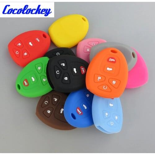 Cocolockey Silicone Car Key Cover for BUICK for GMC Enclave for CHEVROLET for CADILLAC PONTIAC JEEP Remote Key 5 Button No Logo