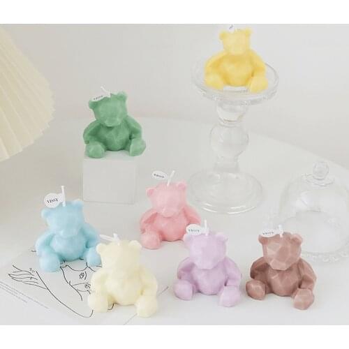 Nordic Ins Wind Geometric Diamond-Shaped Bear Scented Candle Bear Home Decoration Handmade Art Birthday Decoration Scented Candl