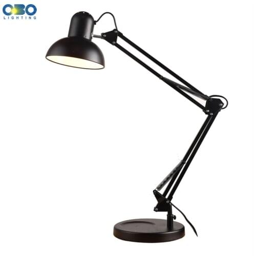 Modern Flexible Desk Lamps Iron Study/Computer Lights Reading Light Long Swing Arm Desk Black/White/Red LED Table Lamp