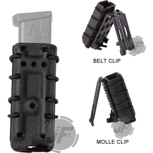 Tactical Hard Shell Pistol Mag Carrier For .45 / 9mm Single & Double Stack Magazine Pouch Carrier w/ MOLLE / Belt Mount