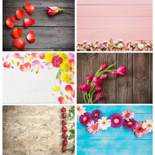 Vinyl Custom Photography Backdrops Props Flower Wood Planks Photo Studio Background 2183 KLZ-16