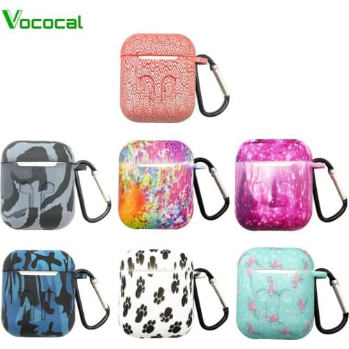 Vococal Silicone Shock Proof Protective Case Holder Shell Cover Carabiner Keychain for Apple AirPods Air Pods 1 2 Accessories