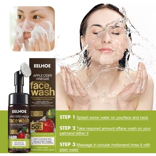 Built-In Facial Brush Organic Apple Cider Vinegar Foam Face Wash