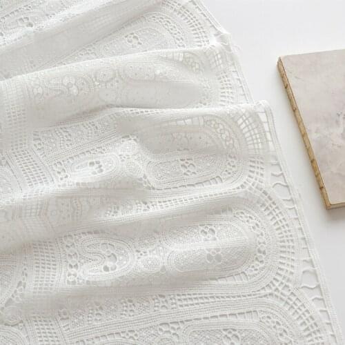 High quality white milk yarn sewing Hollow out material High end dress clothing cheongsam dress handmade DIY tissu