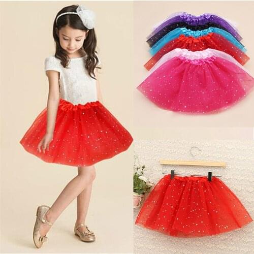 2-8 Years Baby Princess Tutu Skirt Glitter Sequin 3 Layers Tulle Fabric Ballet Dance DIY Net Yarn for Girls Party Decorative