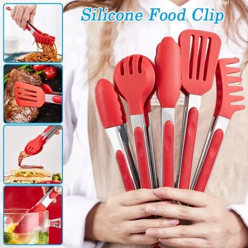 HOT Food Clip Silicone Home Restaurant Buffet Baking Hot Pot Barbecue Fried Steak Spaghetti Stainless Steel Food Clip